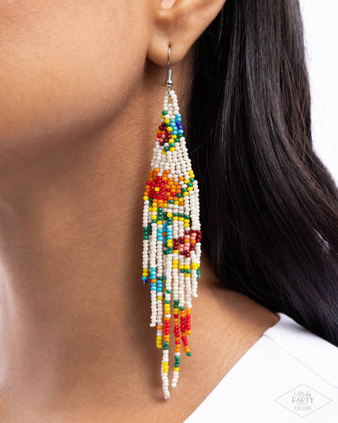 Paparazzi Beaded Gardens - White Seed Bead Earrings