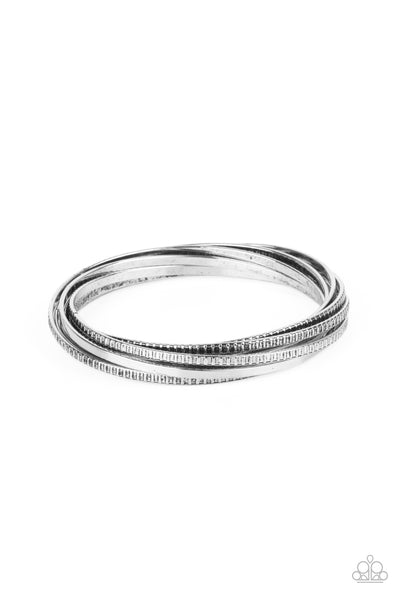 Paparazzi Trending in Tread - Silver Bangle Bracelet