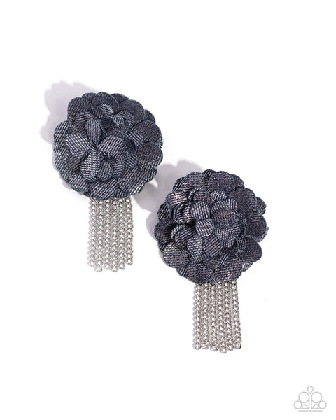 Paparazzi Deconstructed Denim Necklace and Dauntless Denim Earrings Set Blue