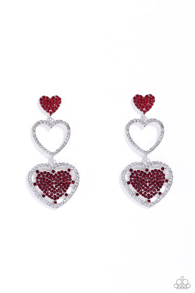 Paparazzi Couples Celebration - Red Heart Earrings