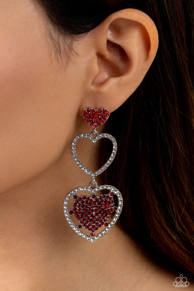 Paparazzi Couples Celebration - Red Heart Earrings