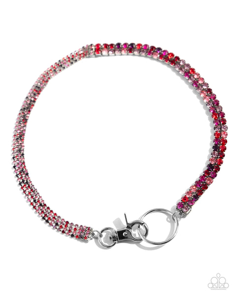 Paparazzi Chic Connection Necklace, Serendipitous Strands Bracelet and One of the Girls Heart Earrings - Red Set