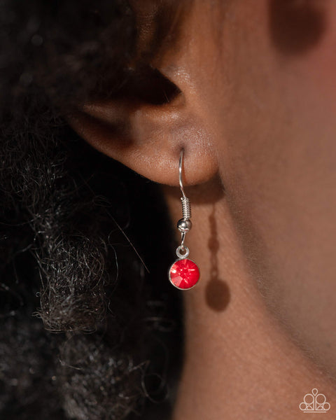 Paparazzi Chic Connection Necklace, Serendipitous Strands Bracelet and One of the Girls Heart Earrings - Red Set