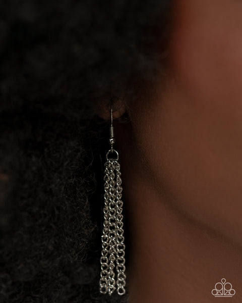 Paparazzi Deconstructed Denim Necklace and Dauntless Denim Earrings Set Blue