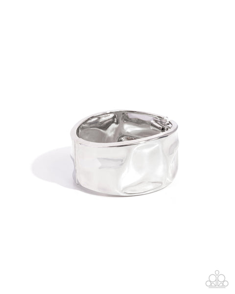 Paparazzi Hammered Hope - Silver Hinged Bangle Bracelet