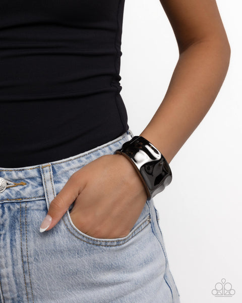 Paparazzi Hammered Hope - Black Hinged Bracelet