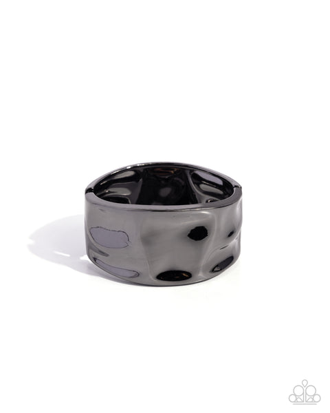 Paparazzi Hammered Hope - Black Hinged Bracelet