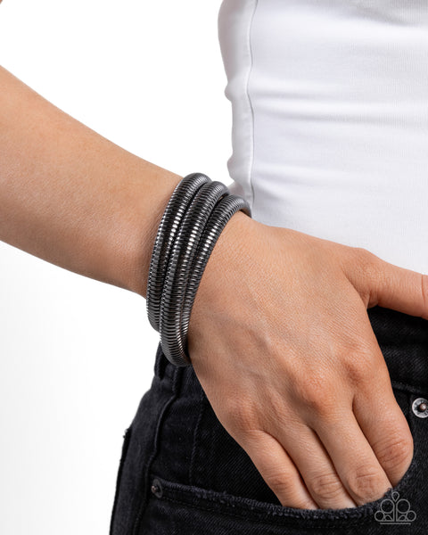 Paparazz Charismatic Coils - Black Bracelet