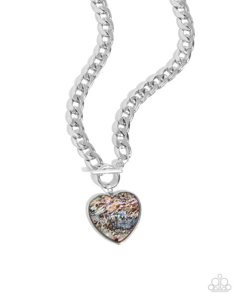 Paparazzi Beloved Birthright Multi Heart Necklace and Spliced Santa Fe Blue Bracelet Set