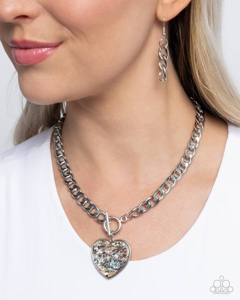 Paparazzi Beloved Birthright Multi Heart Necklace and Spliced Santa Fe Blue Bracelet Set