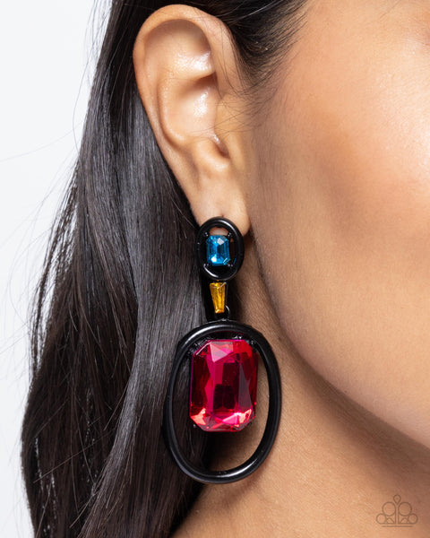 Paparazzi Dipped in Dazzle - Black Multi Earrings