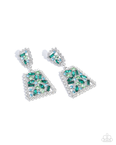 Paparazzi Glistening Gala - Green Earrings