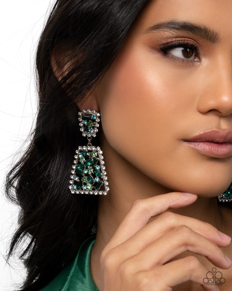 Paparazzi Glistening Gala - Green Earrings