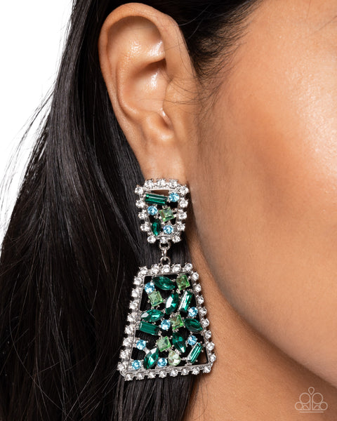 Paparazzi Glistening Gala - Green Earrings