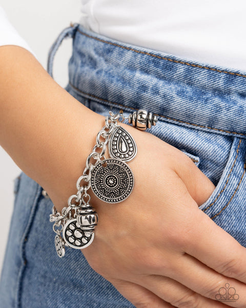 Paparazzi Embellished Estate - Silver Charm Bracelet