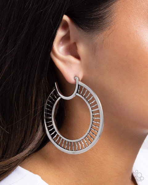 Paparazzi Set the Scene - Silver Hoop Earrings