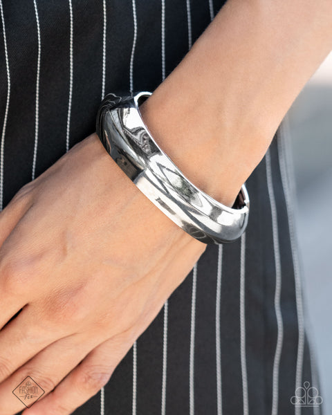 Paparazzi Rainy Refulgence - Silver Hinged Bracelet