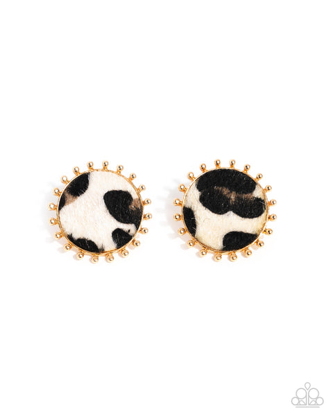 Paparazzi Cowhide Couture - Brown Post Earrings