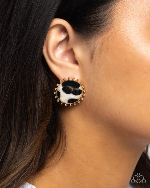 Paparazzi Cowhide Couture - Brown Post Earrings