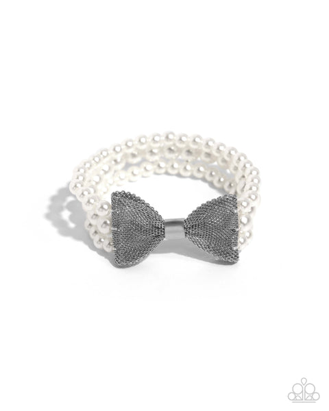 Paparazzi Dapper Dialogue - Bow White Bracelet