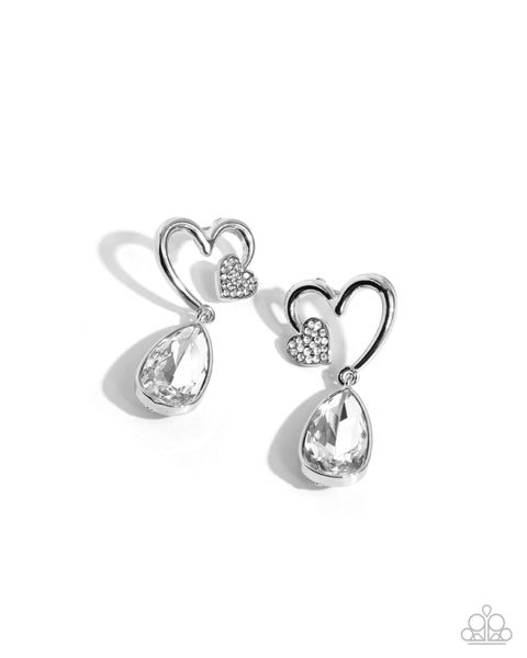 Paparazzi Coupling Up - White Heart Earrings