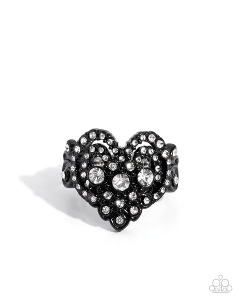 Paparazzi Gallant Glitter - Black Heart Ring