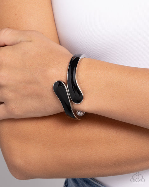 Paparazzi Painted Puzzle - Black Hinged Bracelet