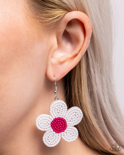 Paparazzi  Seed Bead Vibrancy - White Earrings