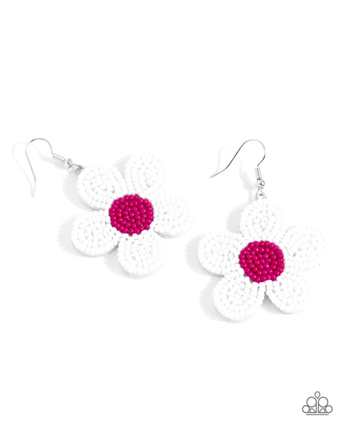 Paparazzi  Seed Bead Vibrancy - White Earrings