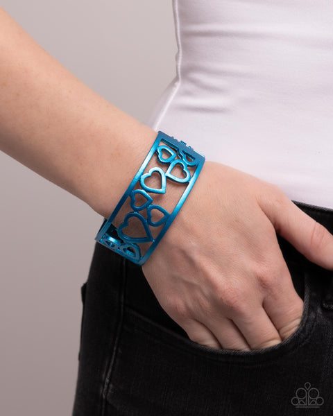 Paparazzi Steal Your Heart - Blue Hinged Bracelet