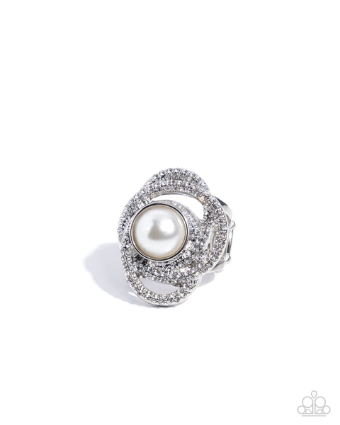 Paparazzi Concentric Chic - White Pearl Ring