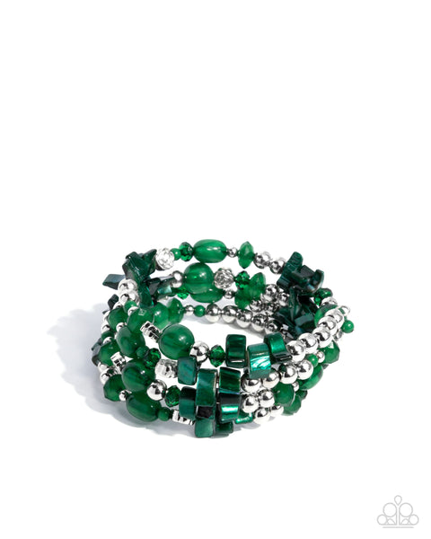 Paparazzi Worldwide Tour - Coil Green Bracelet