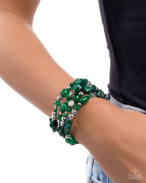 Paparazzi Worldwide Tour - Coil Green Bracelet