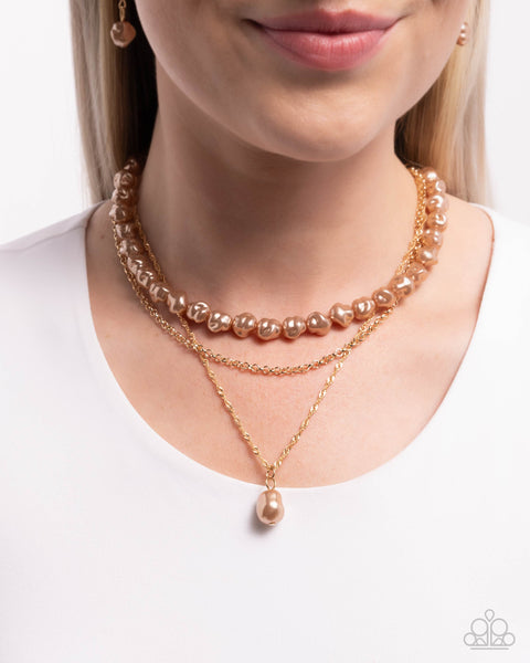 Paparazzi Baroque Bling Pearl - Brown Necklace