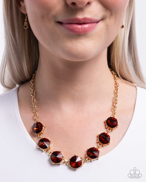 Paparazzi Drowning in Dazzle - Brown Necklace