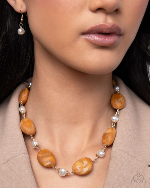 Paparazzi Selective Socialite Necklace and Selective Slay Bracelet Brown Complete Look Set