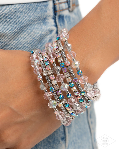 Paparazzi Sizzling Stack - Pink Iridescent Multi Coiled Bracelet