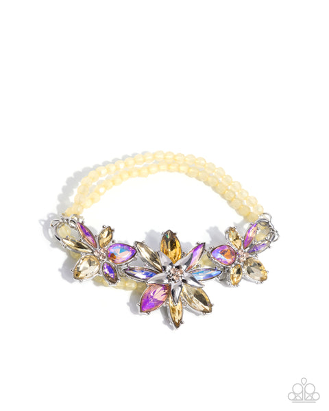 Paparazzi Floral Feature Necklace and Floral Factor Bracelet Yellow Set