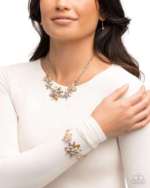 Paparazzi Floral Feature Necklace and Floral Factor Bracelet Yellow Set