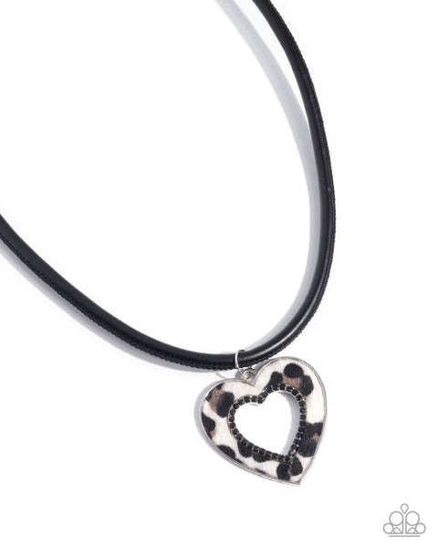 Paparazzi Ferocious Flirt - Black Heart Necklace