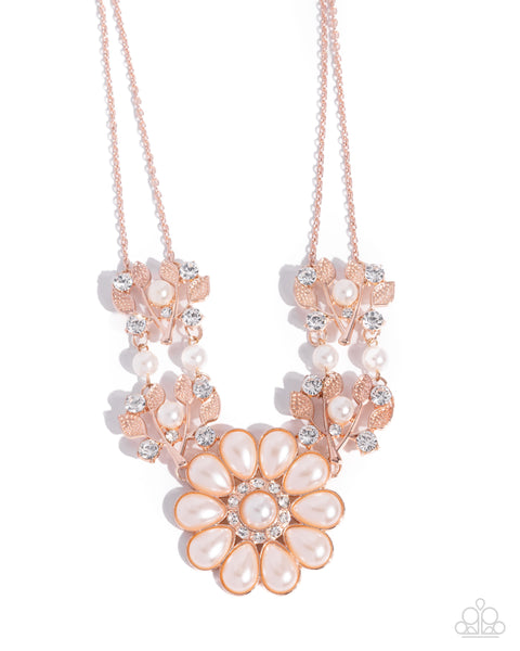 Paparazzi Sprouting Shimmer - Rose Gold Peal Necklace