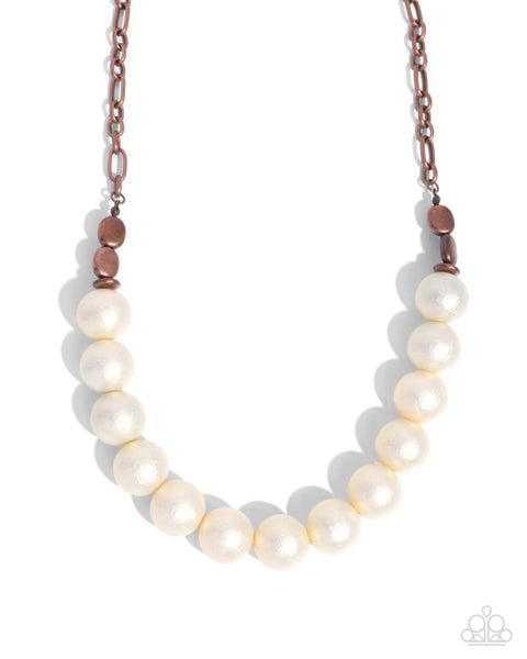 Paparazzi Brushed Backdrop - Copper Pearl Necklace