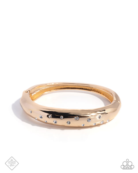 Paparazzi Soft Sparkle - Gold Hinged Bangle Bracelet
