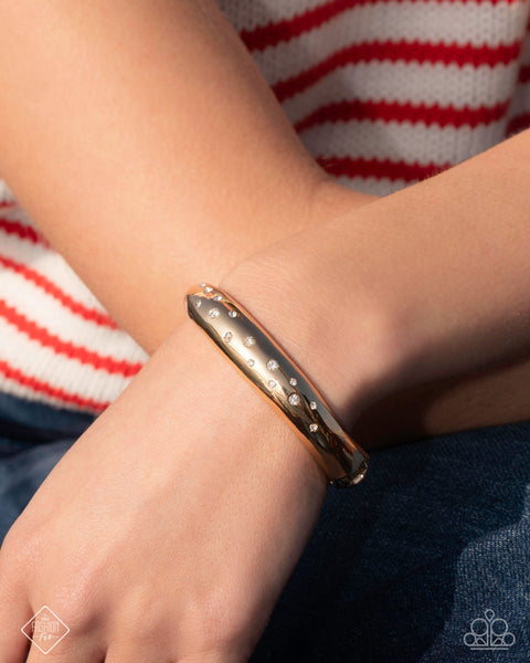 Paparazzi Soft Sparkle - Gold Hinged Bangle Bracelet