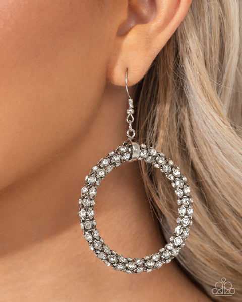 Paparazzi Breathtaking Beacon - White Earrings