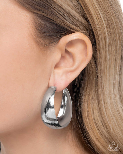 Paparazzi Subtle Sheen - Silver Hoop Earrings
