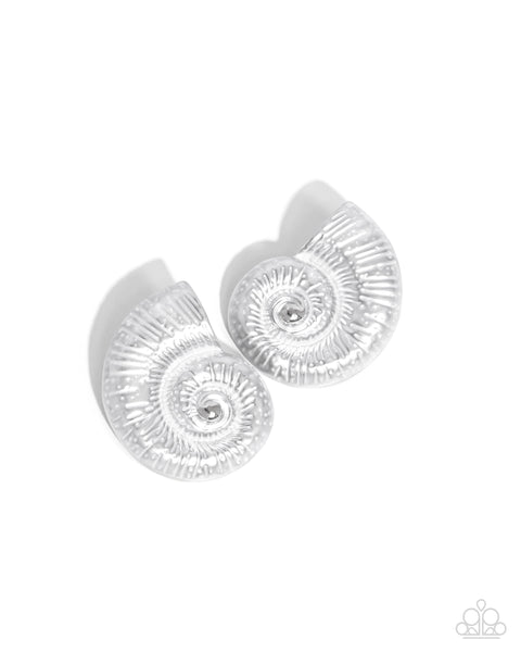 Paparazzi Chill Conch - White Earrings