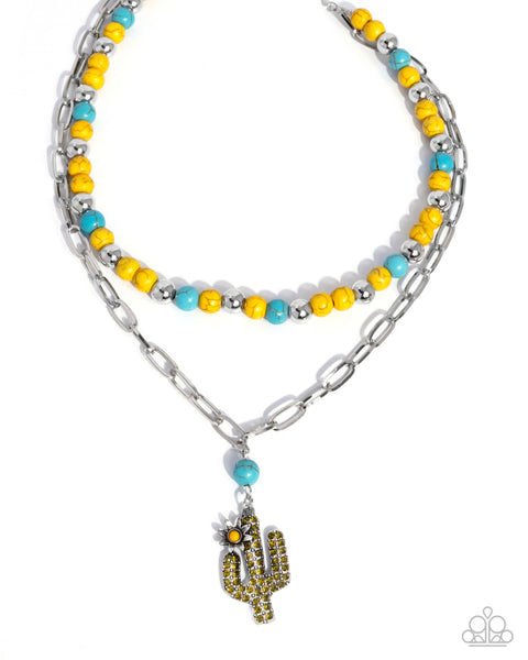Paparazzi Cactus Cascade Necklace and Cactus Cause Earring Set Yellow