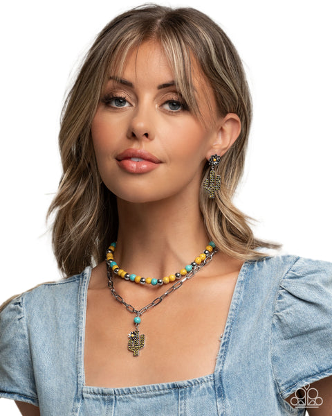 Paparazzi Cactus Cascade Necklace and Cactus Cause Earring Set Yellow