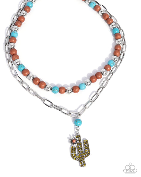 Paparazzi Cactus Cascade Necklace and Cactus Cause Bracelet Brown Set